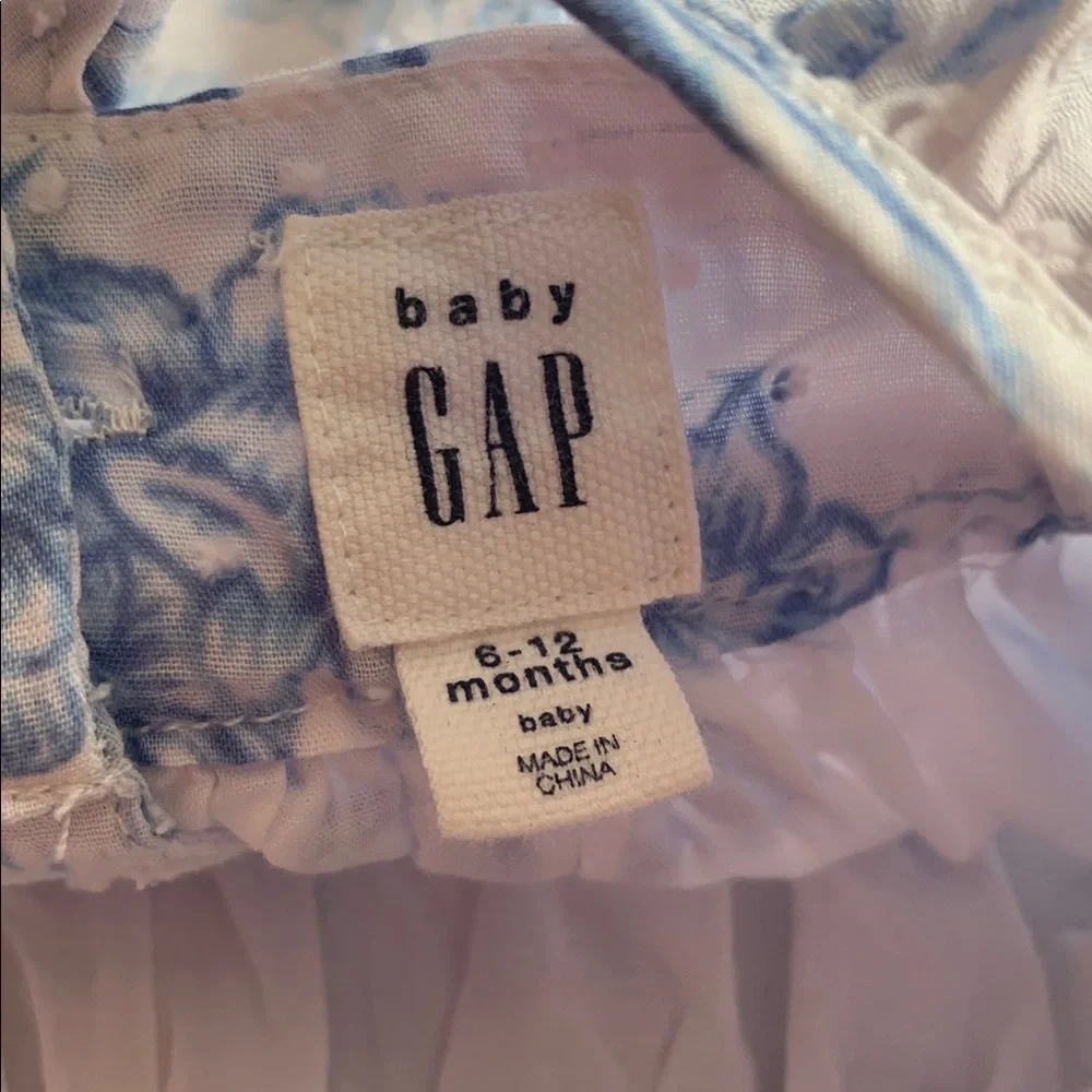 GAP Blue & White Wrap Dress 6-12M Ducks and Floral Print